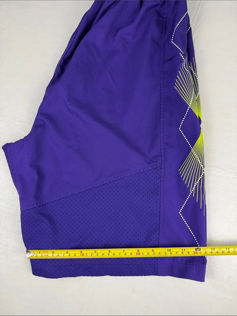 Jordan Men’s Purple Basketball Shorts Neon Yellow Accents Red Jumpman Size M